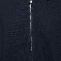 مملوكة مسبقًا Louis Vuitton Midnight Blue Wool Knit Leather Detail Blouson L
