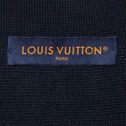 مملوكة مسبقًا Louis Vuitton Midnight Blue Wool Knit Leather Detail Blouson L