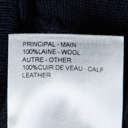 مملوكة مسبقًا Louis Vuitton Midnight Blue Wool Knit Leather Detail Blouson L