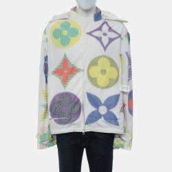 Pre Owned Louis Vuitton S/S 2020 Jumbo Monogram Zip Up Windbreaker Jacket EU 54