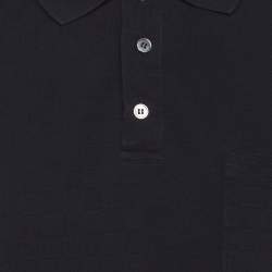 Pre Owned Louis Vuitton Navy Blue Damier Pattern Pique Cotton Polo T-Shirt XL