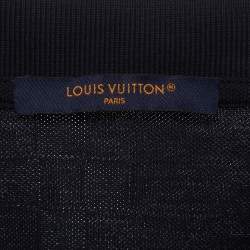 Pre Owned Louis Vuitton Navy Blue Damier Pattern Pique Cotton Polo T-Shirt XL