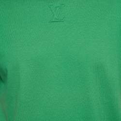 Pre Owned Louis Vuitton Green Logo Embossed Jersey Crewneck T-Shirt M