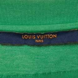 Pre Owned Louis Vuitton Green Logo Embossed Jersey Crewneck T-Shirt M
