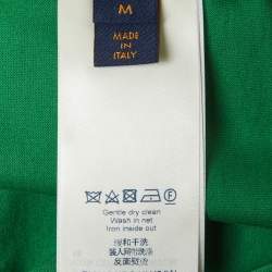 Pre Owned Louis Vuitton Green Logo Embossed Jersey Crewneck T-Shirt M