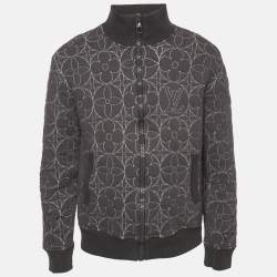 Pre Owned Louis Vuitton Grey Monogram Flower Quilted Zip-Up Jacket L