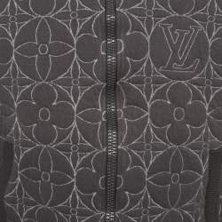 Pre Owned Louis Vuitton Grey Monogram Flower Quilted Zip-Up Jacket L