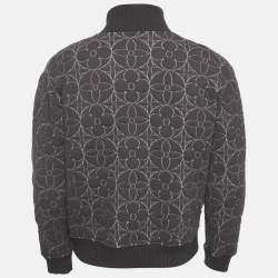 Pre Owned Louis Vuitton Grey Monogram Flower Quilted Zip-Up Jacket L