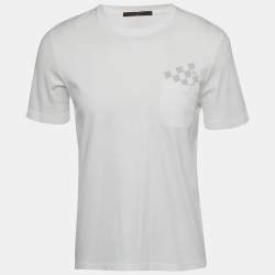 Pre Owned Louis Vuitton White Damier Print Jersey Pocket T-Shirt L