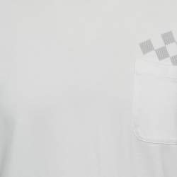 مملوكة مسبقًا Louis Vuitton White Damier Print Jersey Pocket T-Shirt L