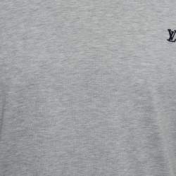 Pre Owned Louis Vuitton Grey Logo Embroidered Jersey Crewneck T-Shirt L