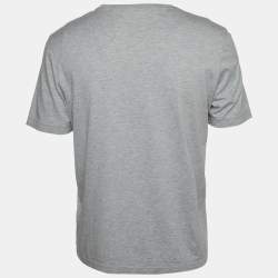 Pre Owned Louis Vuitton Grey Logo Embroidered Jersey Crewneck T-Shirt L
