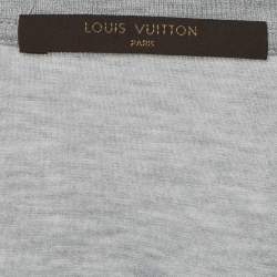 Pre Owned Louis Vuitton Grey Logo Embroidered Jersey Crewneck T-Shirt L