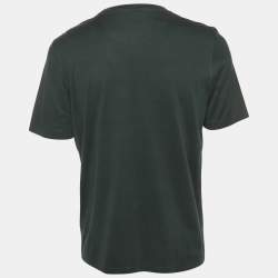 Pre Owned Louis Vuitton Green Logo Embroidered Jersey Crewneck T-Shirt XL