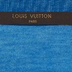 Pre Owned Louis Vuitton Blue Logo Embroidered Jersey Crewneck T-Shirt L