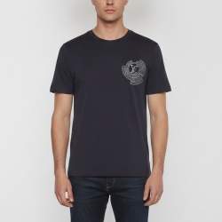 Pre Owned Louis Vuitton Navy Blue Articles De Voyage Appliqué Jersey T-Shirt XL