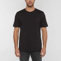 Pre Owned Louis Vuitton Black Logo Embroidered Jersey T-Shirt XXL