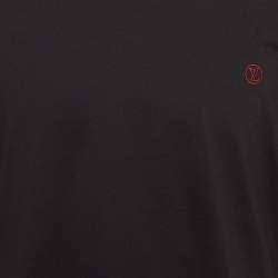 Pre Owned Louis Vuitton Black Logo Embroidered Jersey T-Shirt XXL