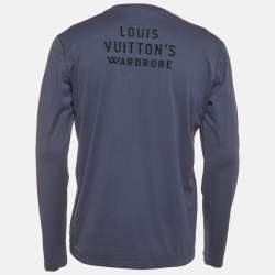 Pre Owned Louis Vuitton Navy Blue Logo Appliqué Jersey Long Sleeved T-Shirt M