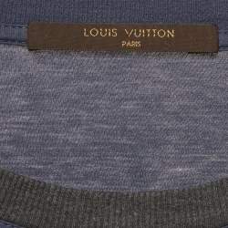 Pre Owned Louis Vuitton Navy Blue Logo Appliqué Jersey Long Sleeved T-Shirt M