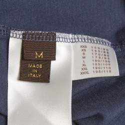 Pre Owned Louis Vuitton Navy Blue Logo Appliqué Jersey Long Sleeved T-Shirt M
