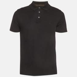 مملوكة مسبقًا Louis Vuitton Black Logo Embroidered Piqué Knit Polo T-Shirt M