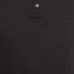 Pre Owned Louis Vuitton Black Logo Embroidered Piqué Knit Polo T-Shirt M