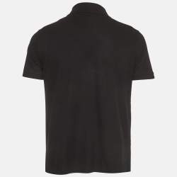 Pre Owned Louis Vuitton Black Logo Embroidered Piqué Knit Polo T-Shirt M