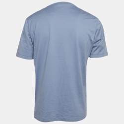 Pre Owned Louis Vuitton Blue Logo Embroidery Jersey V- Neck T-Shirt XL 