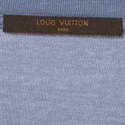 Pre Owned Louis Vuitton Blue Logo Embroidery Jersey V- Neck T-Shirt XL 