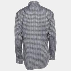 مملوكة مسبقًا Louis Vuitton Grey Monogram Check Cotton Slim Fit Shirt XL