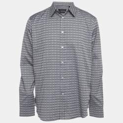 مملوكة مسبقًا Louis Vuitton Grey Monogram Check Cotton Slim Fit Shirt XL