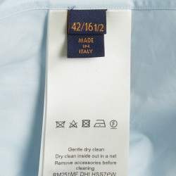 Pre Owned Louis Vuitton Blue Logo Embroidered Poplin Dress Shirt XL