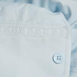 Pre Owned Louis Vuitton Blue Logo Embroidered Poplin Dress Shirt XL