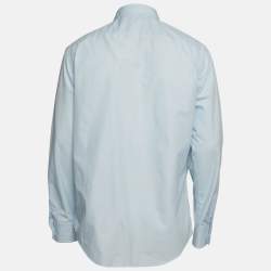 Pre Owned Louis Vuitton Blue Logo Embroidered Poplin Dress Shirt XL