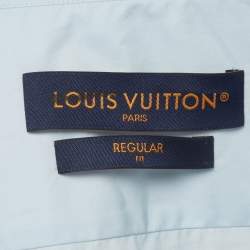 Pre Owned Louis Vuitton Blue Logo Embroidered Poplin Dress Shirt M