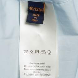 Pre Owned Louis Vuitton Blue Logo Embroidered Poplin Dress Shirt M