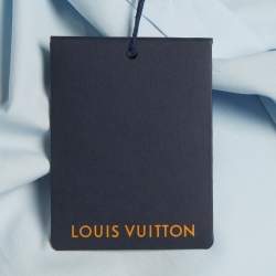 Pre Owned Louis Vuitton Blue Logo Embroidered Poplin Dress Shirt M