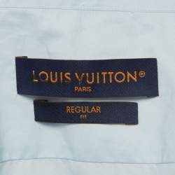 Pre Owned Louis Vuitton Blue Logo Embroidered Poplin Dress Shirt L