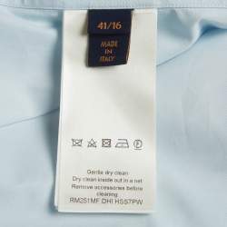 Pre Owned Louis Vuitton Blue Logo Embroidered Poplin Dress Shirt L