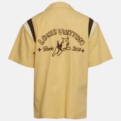 Pre Owned Louis Vuitton x Tyler The Creator Beige Embroidered Cotton Bowling Shirt L