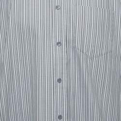 Pre Owned Louis Vuitton x Park Seo-Bo Blue Striped Textured Cotton Shirt XL