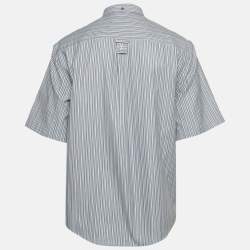 Pre Owned Louis Vuitton x Park Seo-Bo Blue Striped Textured Cotton Shirt XL