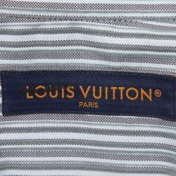 Pre Owned Louis Vuitton x Park Seo-Bo Blue Striped Textured Cotton Shirt XL