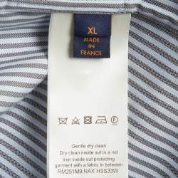 Pre Owned Louis Vuitton x Park Seo-Bo Blue Striped Textured Cotton Shirt XL