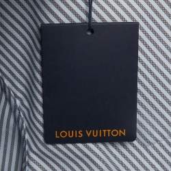 Pre Owned Louis Vuitton x Park Seo-Bo Blue Striped Textured Cotton Shirt XL