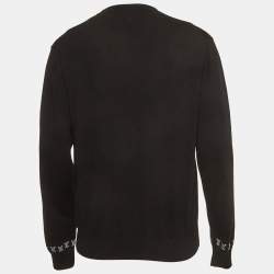 Pre Owned Louis Vuitton Black Knit Crewneck Long Sleeve Pullover S