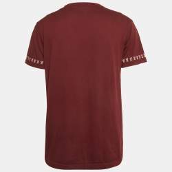 Pre Owned Louis Vuitton Burgundy Logo Patterned Knit T-Shirt S