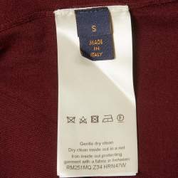 Pre Owned Louis Vuitton Burgundy Logo Patterned Knit T-Shirt S