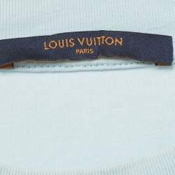Pre Owned Louis Vuitton Blue Monogram Gradient Graphic Jersey T-Shirt L